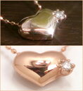 ぷっくりハートにキラリと光るダイヤモンドをあしらって、愛らしいネックレスをお作りしました！！