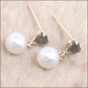 【7/26までクーポンで最大15%OFF】【スモーキークオーツ ホワイトパールピアス・フュメール】 華奢 シンプル 小粒 可愛いピアス ジュエリー ブランド 宝石