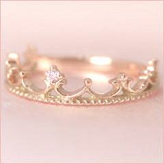 【AneCan掲載☆ピンクダイヤモンド×ピンクゴールドリング・アルディーヌ】希少な天然のピンクダイヤをセットして、プリンセスクラウンを上品なピンキーリングにデザインしました♪