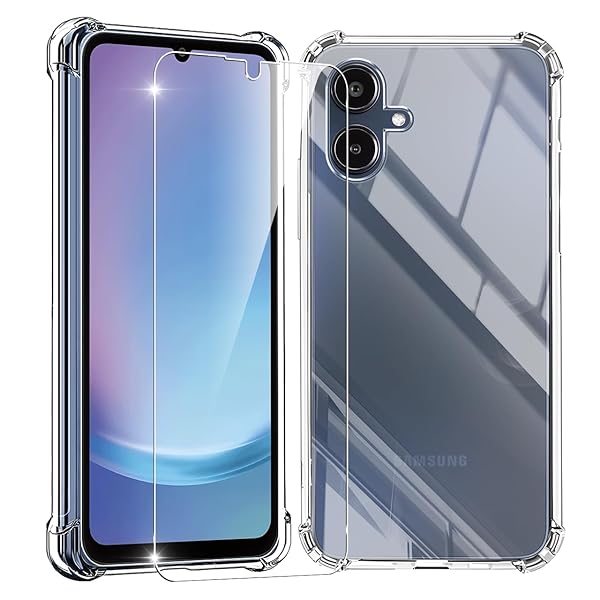 対応 Galaxy A25 5G ケース クリア 黄変防止 + galaxy A25 SC-53F SCG33 ガラスフィルム 柔軟 ギャラクシーa25 5G ケース 耐衝撃 ガラスフイルム保護付き 指紋防止 落下防止 耐衝撃 ガラスフイルム保護付き