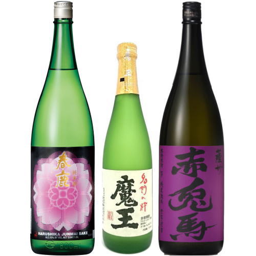 芋焼酎 日本酒 飲み比べセット 魔王 720ml <strong>赤兎馬</strong> 紫 1800ml 春鹿 さくら 純米酒 1800ml 合計3本セット※ギフト包装ご希望の場合は、1800ml 3本化粧箱のご購入をお願いします。魔王セット 飲み比べ ギフト 白玉醸造 濱田酒造 せきとば ギフト プレゼント