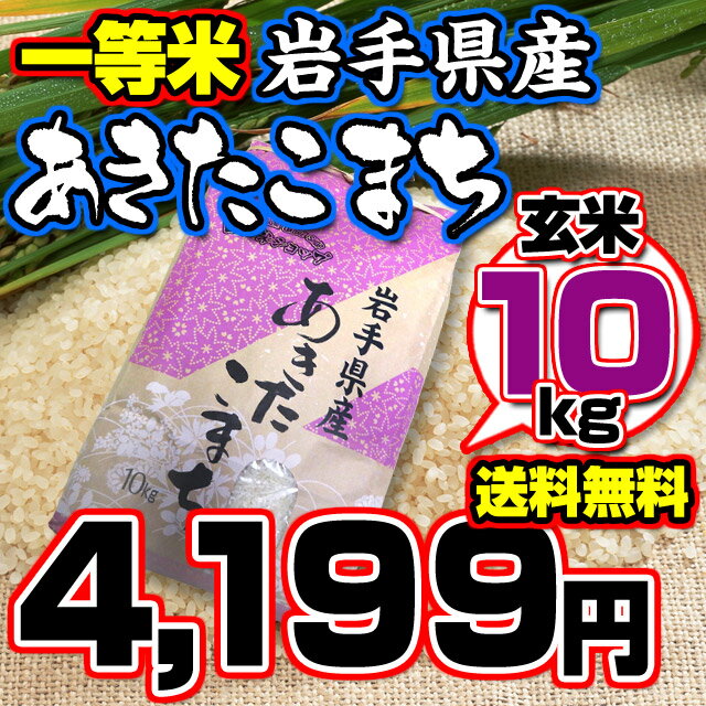 北国お米ショップ■玄米10Kg■岩手県南産のおいしいお米■一等米岩手あきたこまち■送料無料■