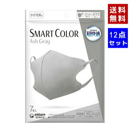 【即納】【送料無料】【12点セット】ユニ・チャーム <strong>超快適マスク</strong> SMART COLOR（スマート カラー） アッシュグレー ふつう 1個（7枚）x 12袋【4903111517732】