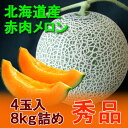 送料無料 北海道 メロン 赤肉 北海道メロン 8kg(共撰)...