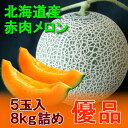 送料無料 北海道 メロン 赤肉 北海道メロン 8kg(共撰)...