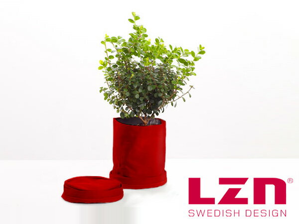 *【在庫限り！30％OFF】LZNデザイン　ボス Nr.1 ファブリックフラワーポット 【スウェーデン/北欧雑貨】（フタ付）＜レッド＞
