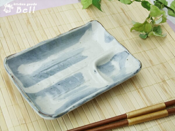 【セール】藍染仕切り刺身皿（焼き物皿）￥410⇒￥260便利！