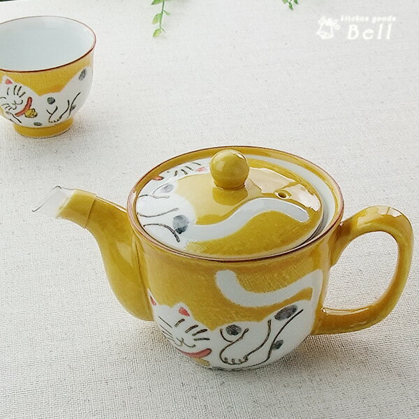 ポット 招福ネコ ポットU (茶こし付) 満水350cc (2?3人用)日本製(有田焼) 【HLS_DU】 業務用食器