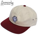 RIPNDIP キャップ リップンディップ ストラップバックキャップ 猫 CAP 帽子 ベージュ×ワインレッド RND2489 ネコ キャット かわいい スケーター ストリート メンズ レディース ユニセックス RIPNDIP(リップンディップ)