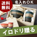 湯呑み 茶碗 名入れ 名前入り プレゼント 名入り ギフト 美濃焼 和食器 和食器セット ギフトセット 【 桐箱入り 美濃焼 彩り茶碗湯呑みセット 】 送料無料 湯呑 湯のみ 湯飲み茶碗 飯椀 ご飯茶碗 還暦祝い 祖父 祖母 長寿祝い 誕生日 記念日 【楽ギフ_名入れ】
