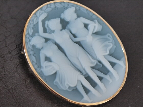 K18 メノウ カメオ ブローチ 踊り子レリーフ /瑪瑙brooch/cameo/レディー…...:kjewel:10000599