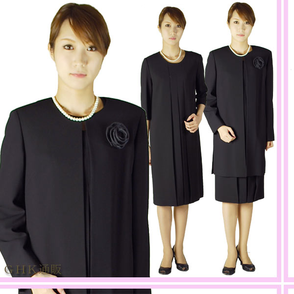 【45％OFF】*合物*ブラックフォーマルアンサンブル婦人礼服・喪服：RL17882【卒園式・卒業式・入園式・入学式】【日本製】【大きいサイズ15号・17号・19号・21号】