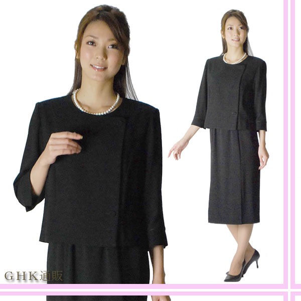 【70％OFF】*合物*ブラックフォーマルワンピース婦人礼服・喪服：RL1579004【大きいサイズL〜4L】【日本製】