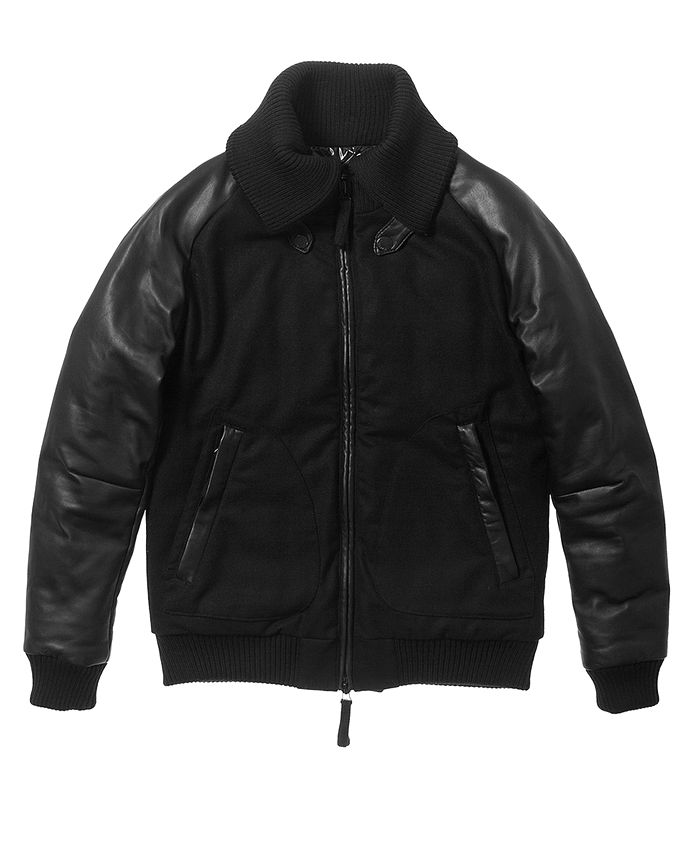 2016-17秋冬新作DUVETICAPOLINICEcol.199900/Blackデュベティカポリニーチェレザーウール・ボンバージャケットブラック