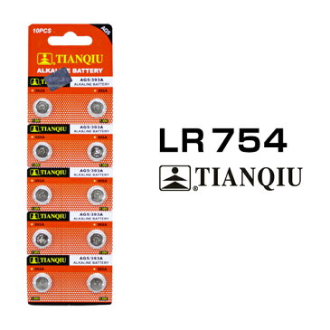 LR750 / LR754 ボタン電池 (10個セット) 1シート [ アルカリ 電池 AG5 48LR 393A 互換品 TIANQIU バッテリー ]