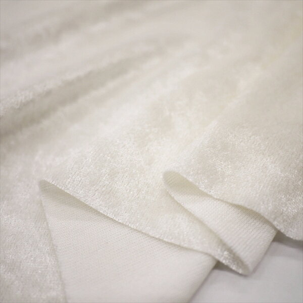 ニット生地　クラッシュベロア　ホワイト　145cm巾...:knit-yamanokko:10000451