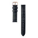 Knot(ノット)クロコダイルスタンパードストラップ ストレート・ロングシェイプ 時計ベルト 18mmブラック & ローズゴールドバックルベルトのみ購入はメール便のため代引き・着日指定・包装は不可牛革型押し/腕時計/日本製