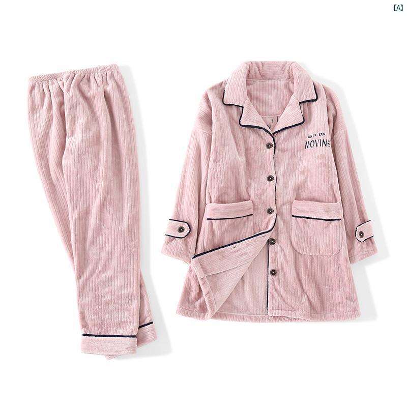カップル パジャマ レディース 秋冬 長袖 フランネル セット メンズレディース パンツ 2点 ホーム 服