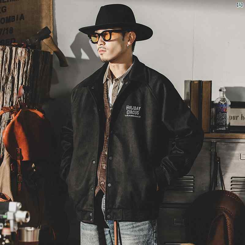 メンズ　ファッショオン　オシャレ　カジュアル　男性 ジェイ レノ ヘビーウェイト スエード ジャケット 秋冬 アメリカン ファッション 裏起毛 厚手 野球 ユニフォーム 男性用