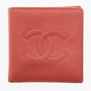 【中古】CHANEL シャネル 二つ折り財布 キャビアスキン サーモンピンク ココマーク レディース USED-C【かんてい局前橋店】m20-1200198905800003