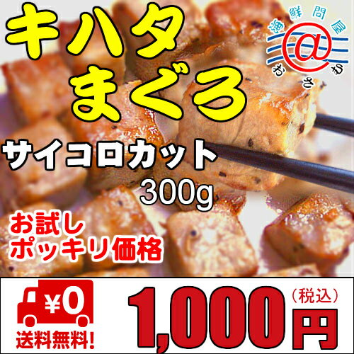 1000円ポッキリ！【送料無料】ちょこっとお試し【キハタまぐろサイコロカット】300g　約30個入りほしい時にほしいだけ取り出せて便利！送料無料ポッキリ