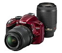   Nikon fW^჌tJ D3200 200mm uY[Lbg 18-55mm 55-200mmt bh D3200WZ200RD