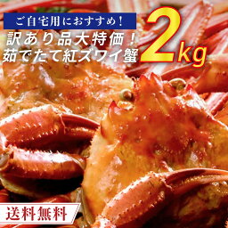 【<strong>訳あり</strong>大特価】 日本海産 紅ズワイ蟹 総量 2kg 茹でたて紅<strong>ズワイガニ</strong> 国産 【送料無料】紅ズワイ かに カニ 蟹 ボイル 茹でたて 家庭用 自宅用 におすすめ！ 茹でたて発送 クール便 紅ずわいがに ベニ<strong>ズワイガニ</strong>