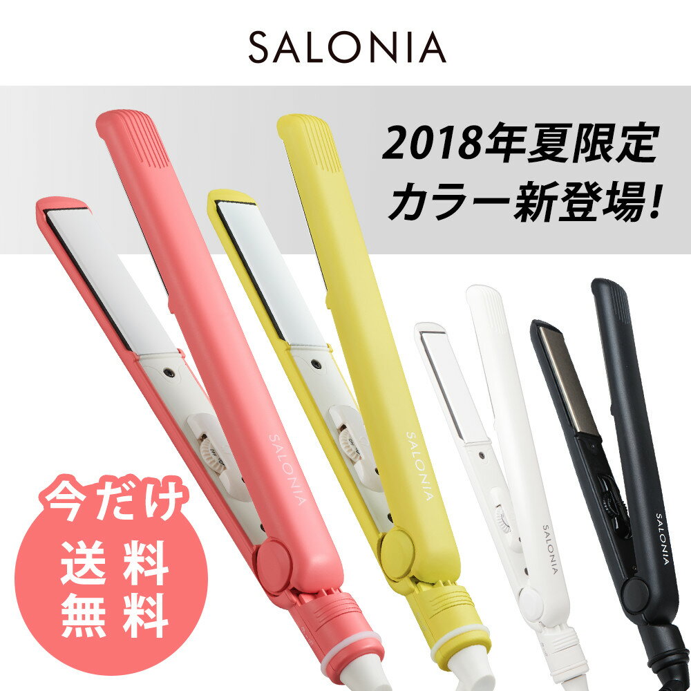 ＜夏限定カラー新発売＞メーカー公式1年 保証ポーチ付【SALONIA ダブルイオン ストレートヘアアイロン】ヘアアイロン ヘアーアイロン サロニア 海外対応マイナスイオン ランキング 【2018夏】