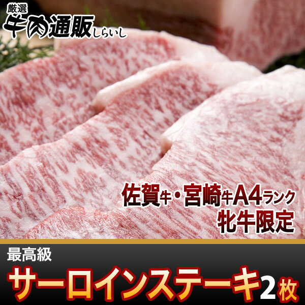 【黒毛和牛】【佐賀牛・宮崎牛】最高級サーロイン(ステーキ肉)2枚(1枚=約180g)【家肉選手権_牛肉部門】