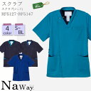 スクラブ RF5127 RF5147/メンズ S〜BL 全4色 半袖 ジップ 手術衣 ジャケット 男性/制