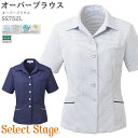 オーバーブラウス SS752L 5号〜19号 1.ネイビー×ブラック/8.ホワイト×ネイビー 点線ボーダー 春夏商品 吸汗・速乾 ストレッチ 消臭テープ 透け防止 UVカット ホームクリーニング 営業 接客 事務服 制服 仕事服 受付 通勤服 Select Stage/セレクトステージ