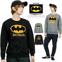 バットマン(BAT MAN) スウェット メンズ ロゴ プリント 裏起毛 クルーネック トレーナー アメコミ ワーナーブラザース 長袖 トップス スエット DCコミックス ヒーロー 映画 ムービー 部屋着 アニメ コミック キャラクター ルームウェア
