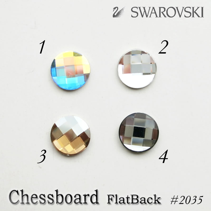 丸形 スワロフスキー デコパーツ ラインストーン #2035 Chessboard Circle FB 6×6mm 1粒 ビックストーン スワロ 特殊カット【メール便対応】