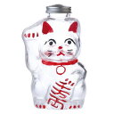 招き猫 菓子びん フタ付き 規格サイズ:小 【ガラス 小さい 保存容器 瓶 びん ビン ガラス瓶 保存瓶 お菓子入れ あめ玉 容器 入れ物 置物 右手 縁起物 qp ねこ ネコ 雑貨 小物 収納 昭和 レトロ かわいい 駄菓子屋 演出 開業祝い ギフト 贈り物 プレゼント【あす楽対応】