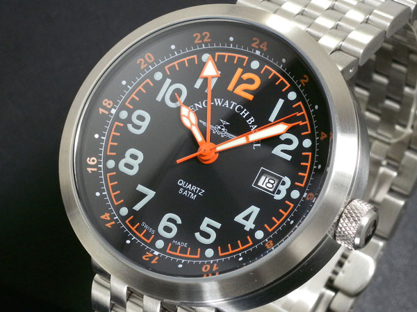 ZENO ゼノ 腕時計 メンズ スイス製 B554Q-SV-OR-MT【送料無料】　ブラック＆オレンジ