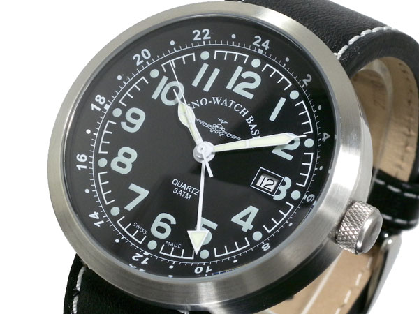 ZENO ゼノ 腕時計 メンズ スイス製 B554Q-SV-WH-LE【送料無料】　ブラック＆ホワイト