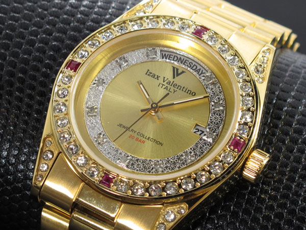 アイザック バレンチノ 腕時計 天然宝石 メンズ IVG-20000-2 【送料無料】
