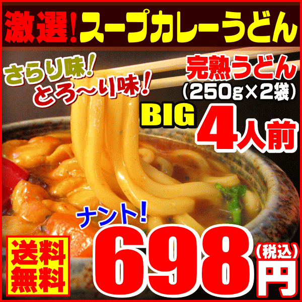 サラリ味&とろ〜り味・・2通りの味が楽しめる激選スープカレーうどん!ナント!698円【RCP】スープカレーうどん【メール便】【送料無料】 ランキングお取り寄せ