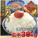 武蔵の里米 ヒカリ 玄米30kg(精米無料)(農家直米)(送...