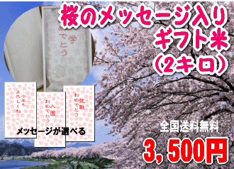 桜に乗せて届けよう！【桜のメッセージ入り米】(北海道・九州・沖縄は別途500円)【楽ギフ_包装】【楽ギフ_のし】【楽ギフ_のし宛書】【楽ギフ_メッセ入力】【楽ギフ_名入れ】【Fo_3/4_3】4種類から好きなお米を選んで、自分だけのオリジナルギフト米を♪