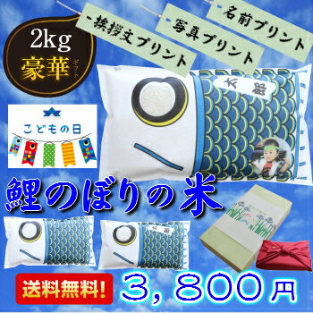 こいのぼりの米2kg写真プリント・名前プリント・挨拶文プリント端午の節句ギフト内祝・お礼・…...:komehiko:10002126