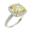 【リメイク】K18YG/プラチナダイヤモンドリング 2.136ct・FIY・VVS1・クッションカット【中古】