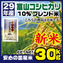 白米 平成29年産新米 富山コシヒカリ10% 30kg 新米がこの価格! 送料一律 お米 安い