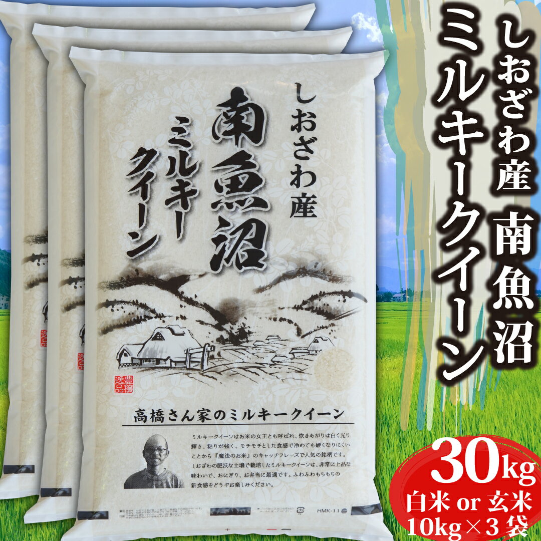 米 令和5年産 新潟県 南魚沼産 ミルキークイーン 白米 玄米 30kg 南魚沼 お米 30キロ 魚沼産 新潟県魚沼産 令和5年 新潟 新潟産 もちもち 精米 小分け ブランド おこめ こめ お試し 低アミロース米 ギフト プレゼント 内祝い 贈り物 プチギフト 一人暮らし 送料無料