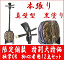 三線 本張り 独学OK 初心者用三線12点セット 真壁型 黒塗り 激安