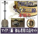 三線 マイク三線 エレキ三線 真壁型 黒塗り 本張り 集音マイク内蔵型 初心者用12点セット激安 送料無料 音質が違います
