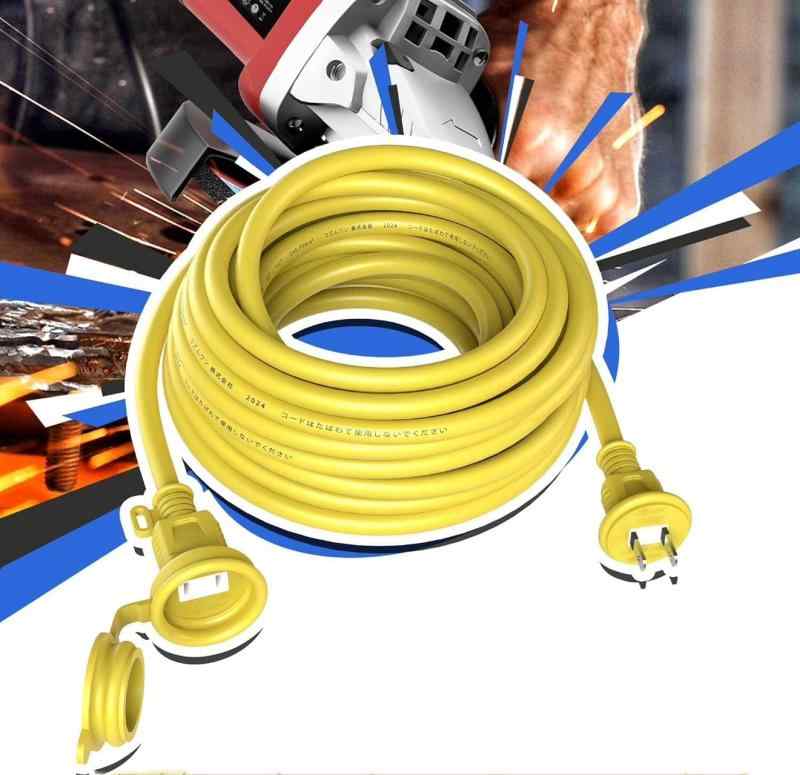 延長コード 10m 屋外対応 作業用 防水 耐寒耐熱 ケーブル ソフトVCT素材 ブラック グリーン イエロー 防雨 防トラッキングカバー付き 電源タップ 連結可能 イベント ガーデニング適用 合計1500