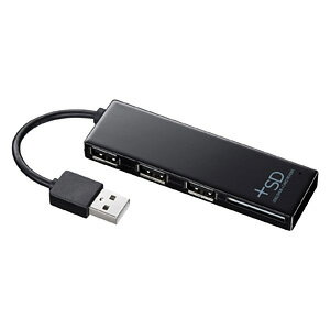 サンワサプライ SDカードリーダー付きUSB2.0ハブ（ブラック）　製品型番：USB-HCS307BK【送料無料 沖縄除く】平日12時迄に決済確定で当日出荷予定