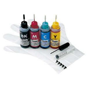 サンワサプライ 詰め替えインク　ブラザーLC09BK・C・M・Y対応。（4色セット・60ml）　製品型番：INK-LC09BS60S