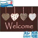 ウォッシュアンドドライ マット Cottage Hearts red 50cm×75cm ウェルカムマット